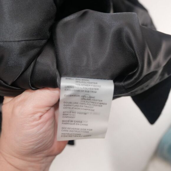 NEW Vince Camuto Women's Large Belted Wool Blend Midi Trench Coat Winter Black - Picture 11 of 11